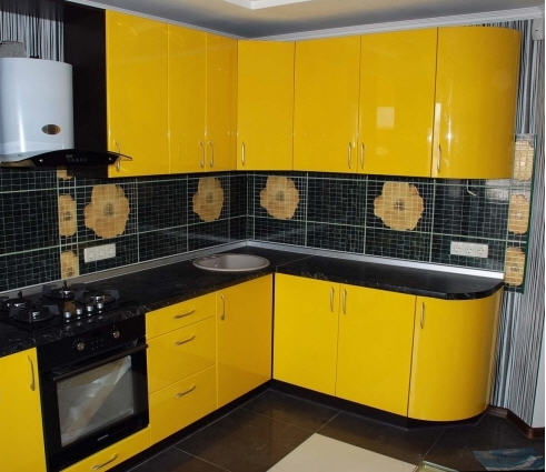 кухня МДФ плёночный жёлтая